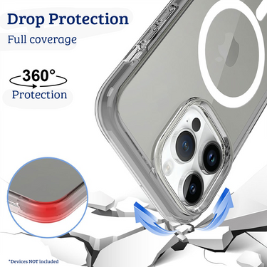iPhone 15 Compatible Case Cover With Ultimate Shockproof Transparent And Compatible With Magsafe Technology - Clear Black